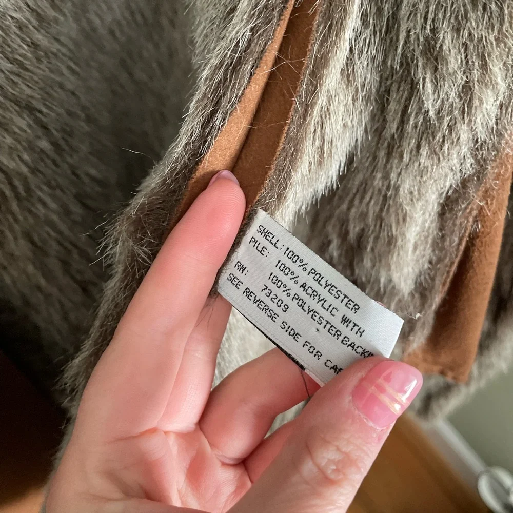 VINTAGE MARVIN RICHARDS Cozy Brown Teddy Jacket with Faux Fur Trim - Picture 7 of 8